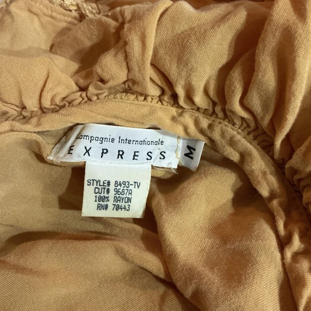 VTG  Compagnie Internationale Express Ruffle Neck Blouse Women's M Peach - Picture 8 of 12